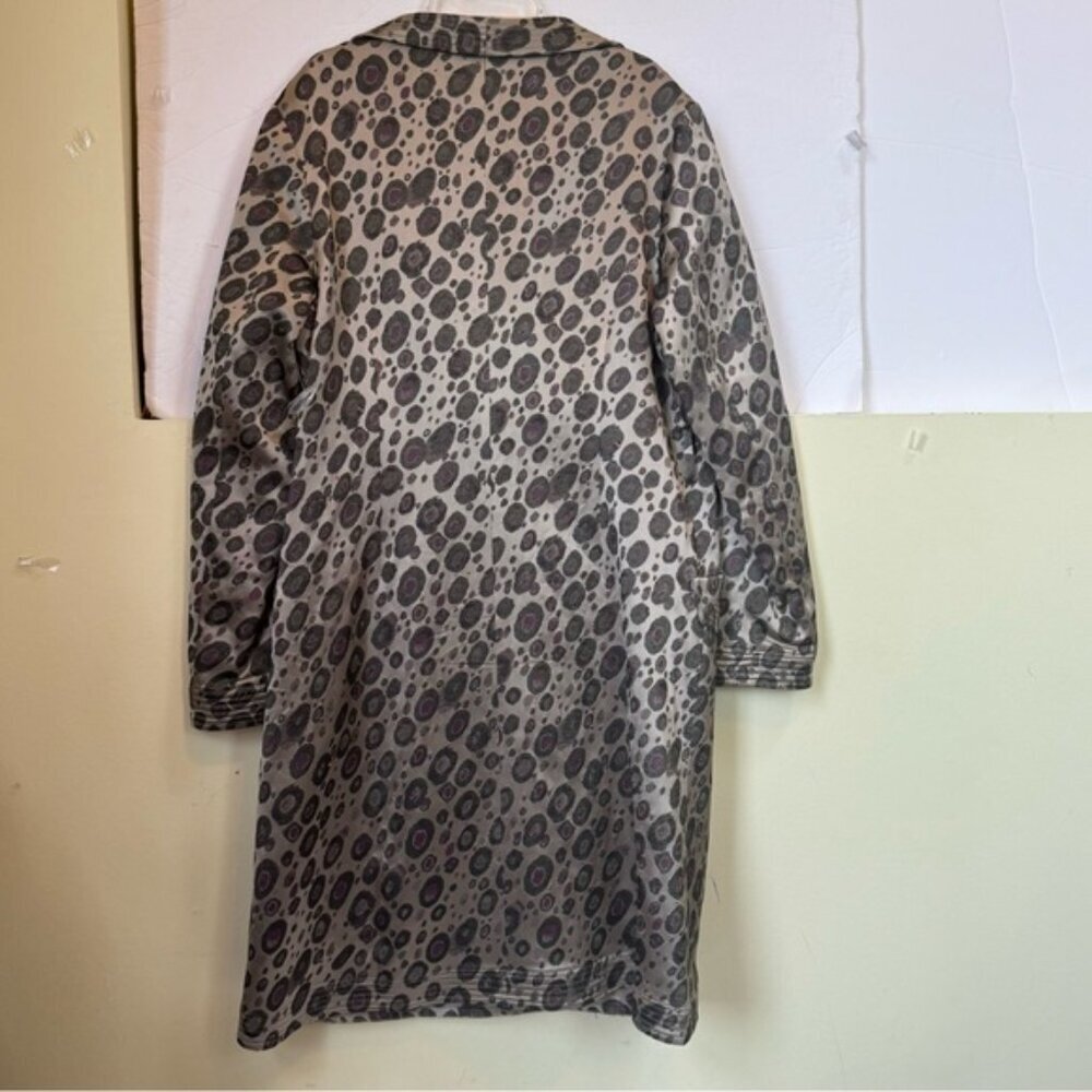 Samuel Dong NEW Trench Coat Metallic Texture Neutral Dress Pockets Jacket Animal - Picture 3 of 16